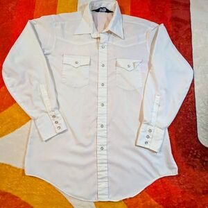 Vintage Lariat Western White Pearl Snap Shirt, Men's LG Cowboy Rodeo 90's